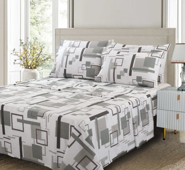 CT- Bed Sheets 100% Organic Printed-Grey