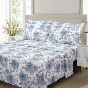 CT- Bed Sheets 100% Organic Printed-Blue