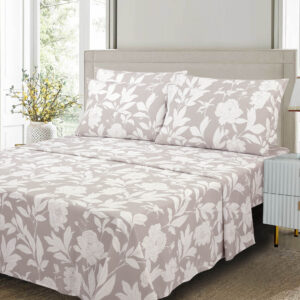 CT- Bed Sheets 100% Organic Printed-Offwhite